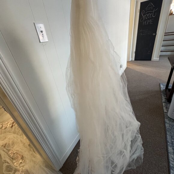 Bridal Floor-Length Veil with Blush Floral Appliqué